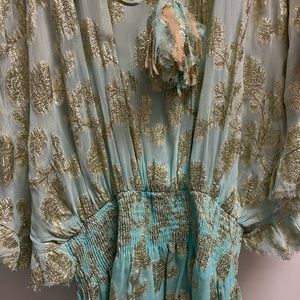 Miss June Pastel Ombré Metallic Short Kaftan Dress- One Size